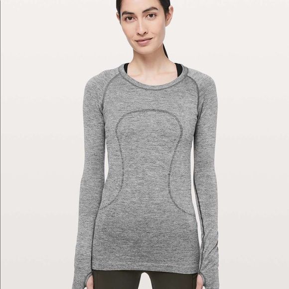 lululemon athletica Tops - Lululemon Grey Silver Sparkle Long Sleeve Swiftly Tech Athletic 12 top